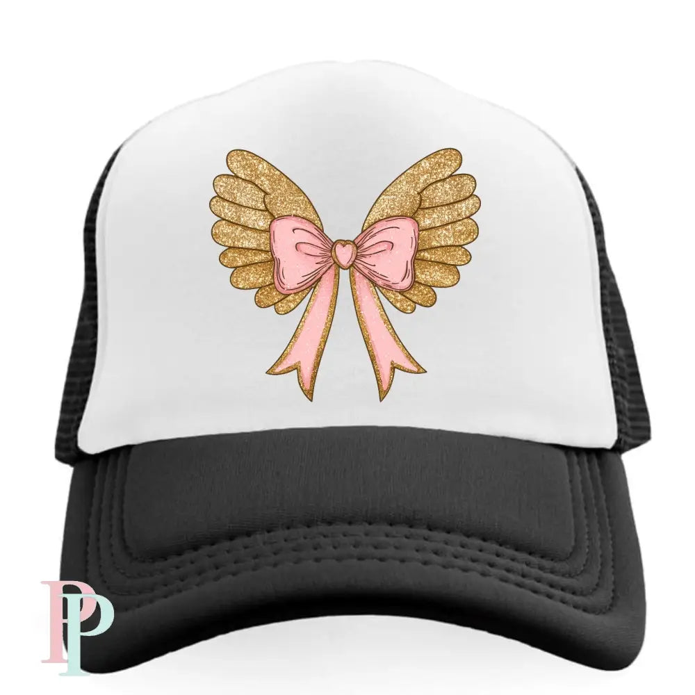 Gold Angel Wings Faux Glitter Hat DTF Transfer