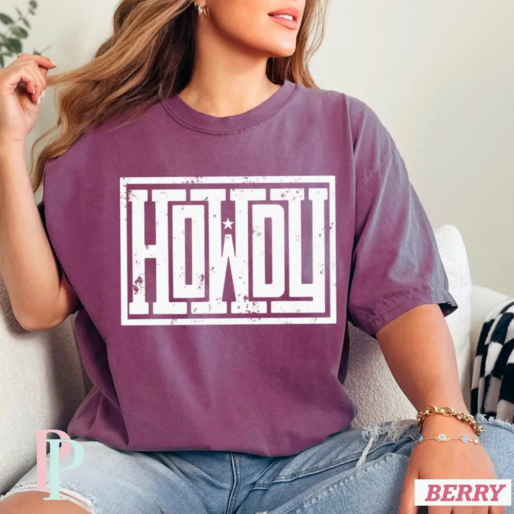 Howdy Comfort Color Graphic Tee BERRY / SMALL