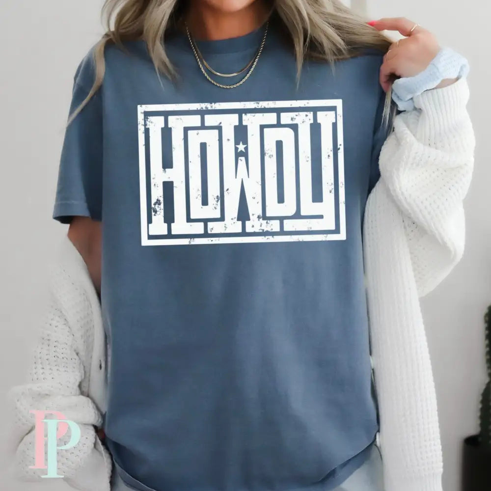 Howdy Comfort Color Graphic Tee BLUE JEAN / SMALL