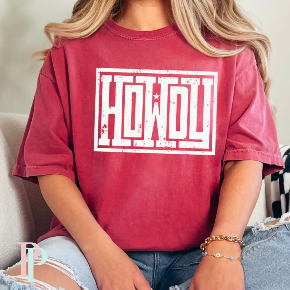 Howdy Comfort Color Graphic Tee CRIMSON / SMALL