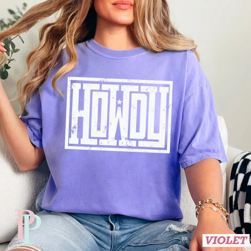 Howdy Comfort Color Graphic Tee VIOLET / SMALL