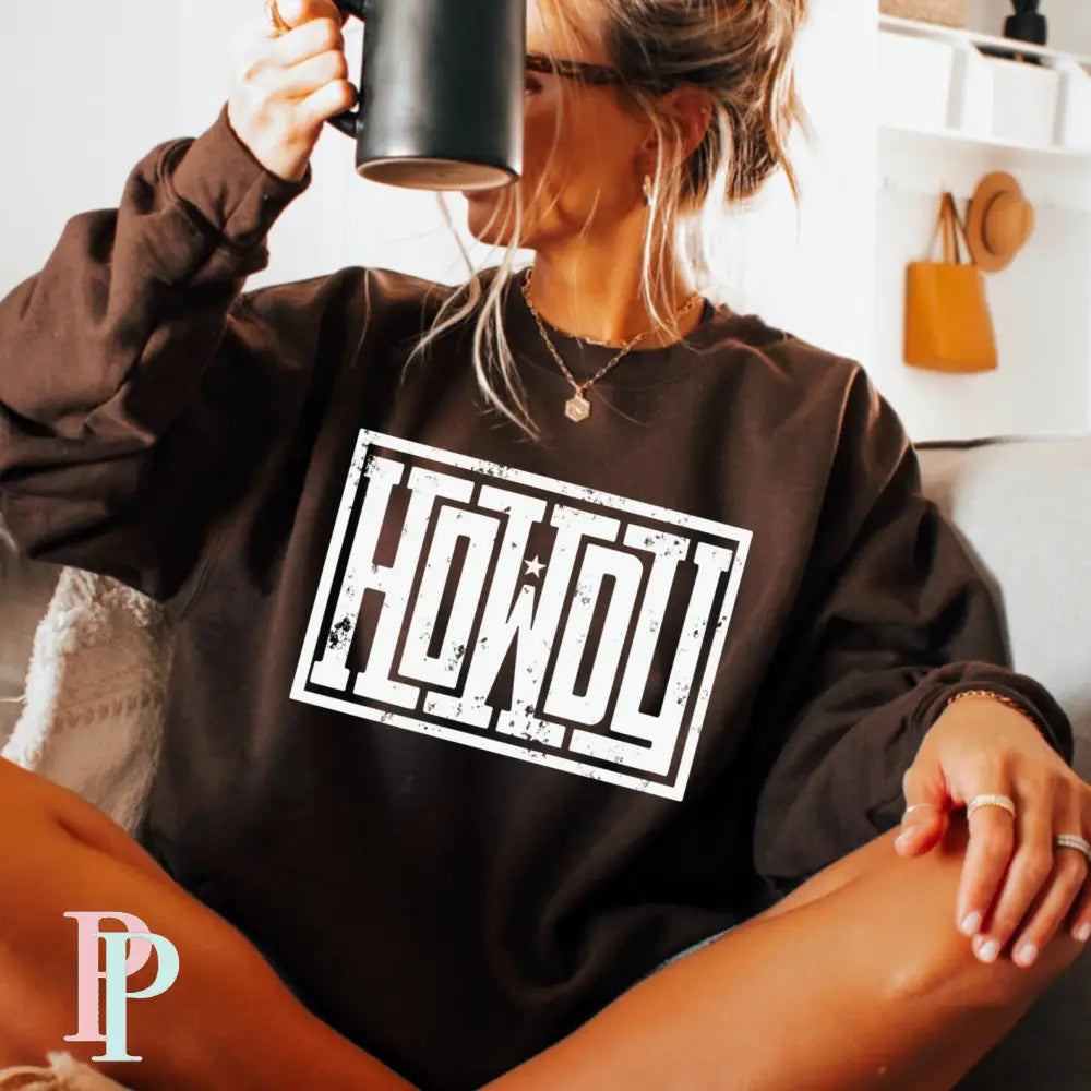 Howdy Crewneck Sweatshirt Brown / Small