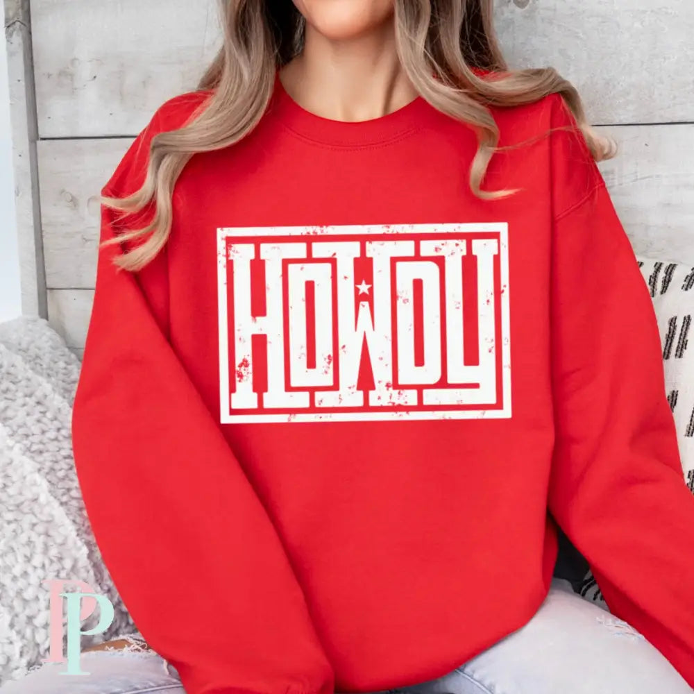 Howdy Crewneck Sweatshirt Red / Small