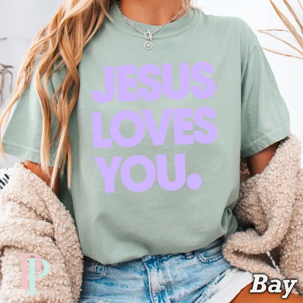 Jesus Loves You Comfort Color Graphic Tee BAY / SMALL