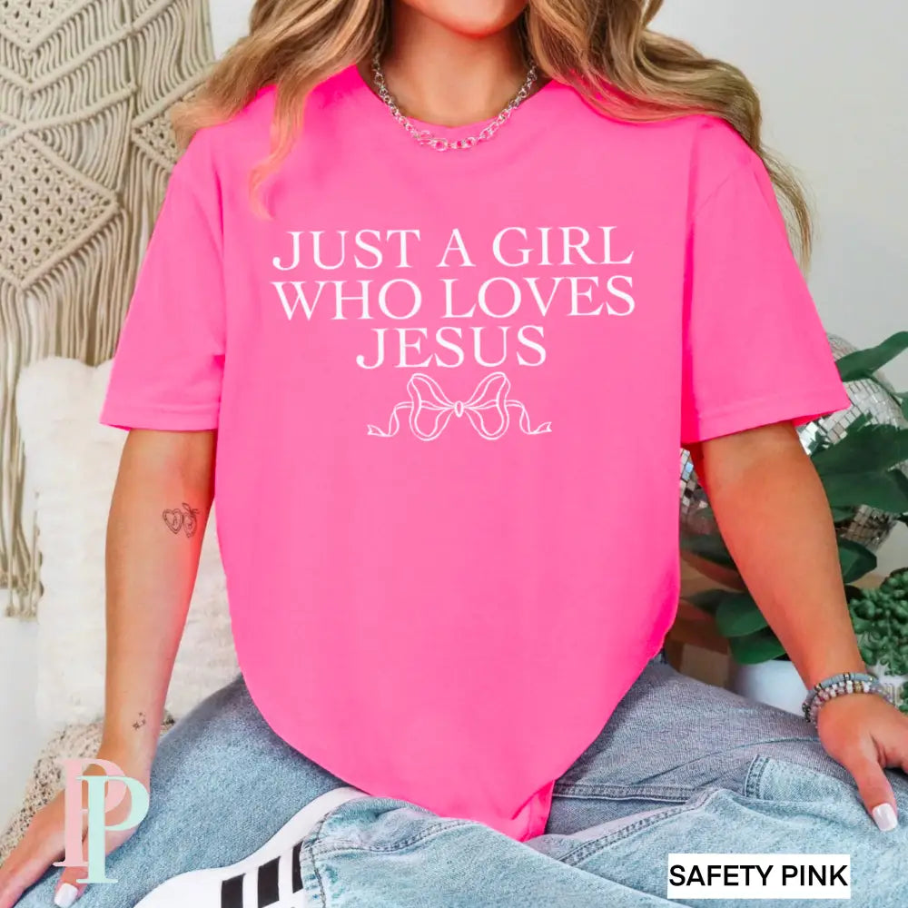 Just A Girl Who Loves Jesus Coquette Bow Screen Print Transfer