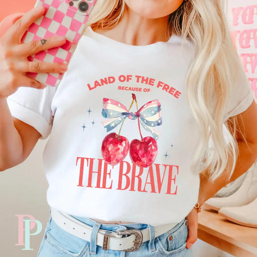 Land Of The Free Because Of The Brave Comfort Color Graphic Tee SMALL / WHITE