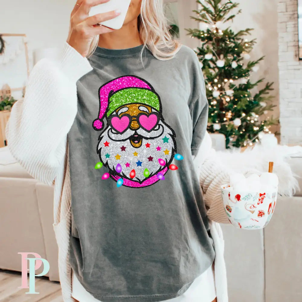 Neon Santa DTF Transfer