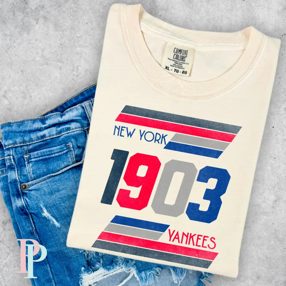 New York Retro Baseball Comfort Color Graphic Tee