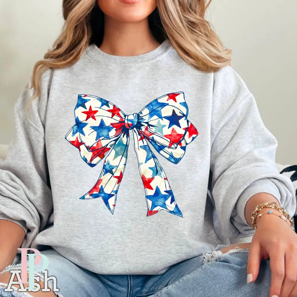 Patriotic Coquette Bow Crewneck Sweatshirt Ash / Small