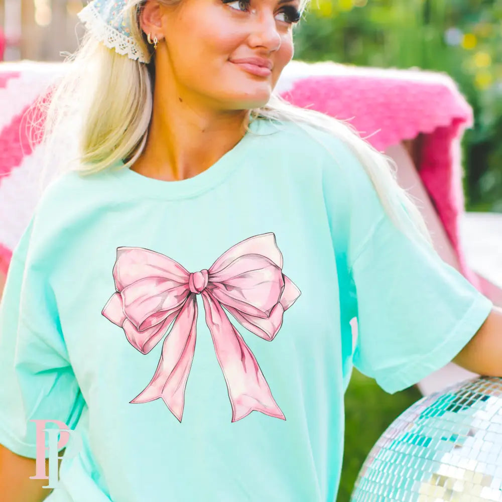 Pink Coquette Bow Comfort Color Graphic Tee
