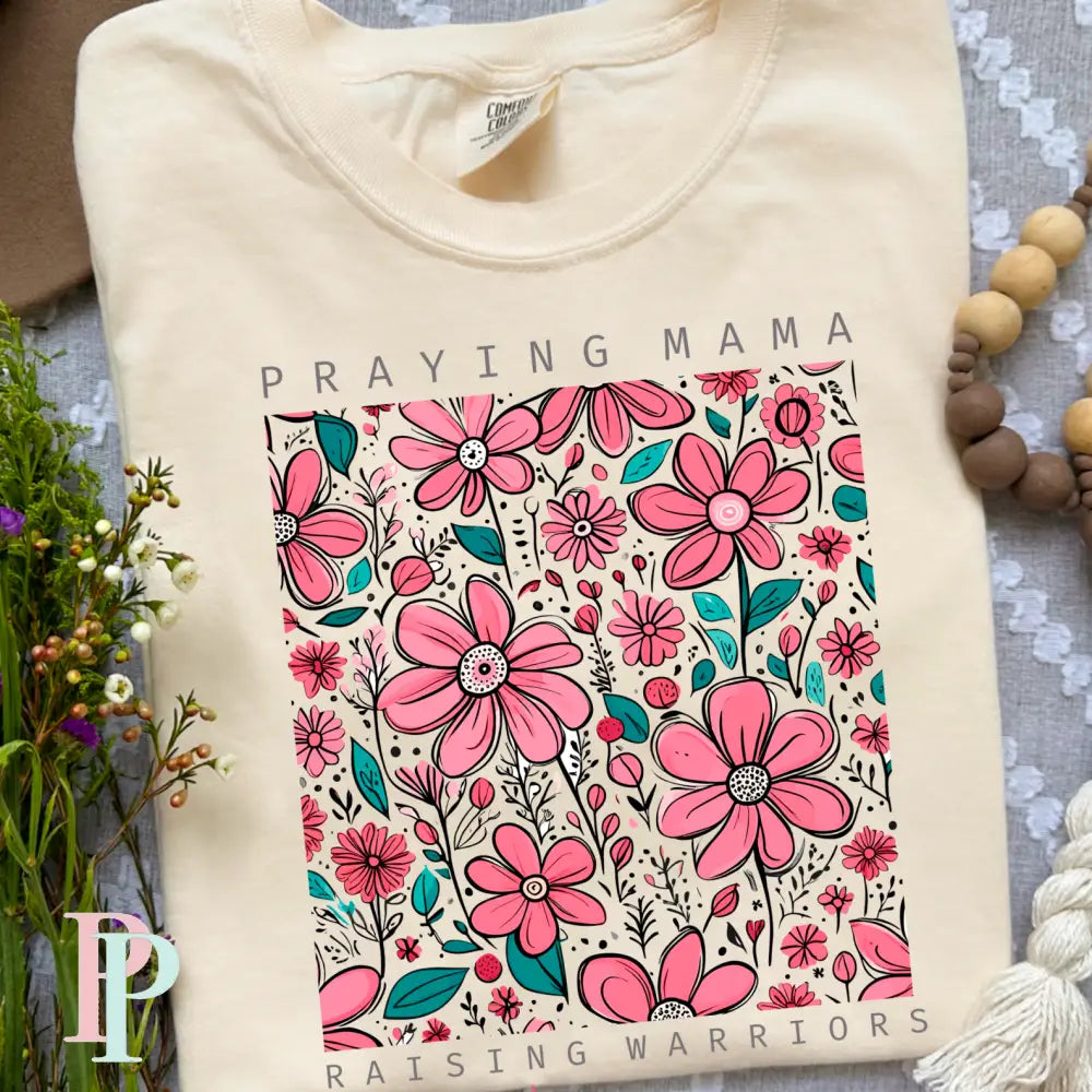 Praying Mama Raising Warriors Comfort Color Graphic Tee
