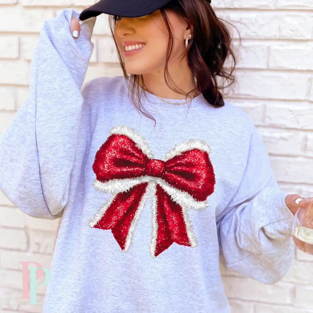 Pre-Order Faux Glitter Bow DTF Transfer