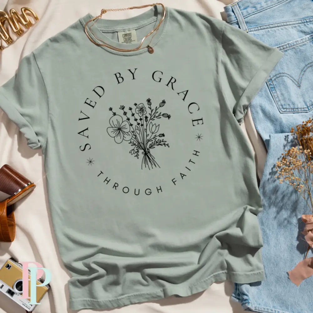 Saved By Grace Through Faith Comfort Color Graphic Tee