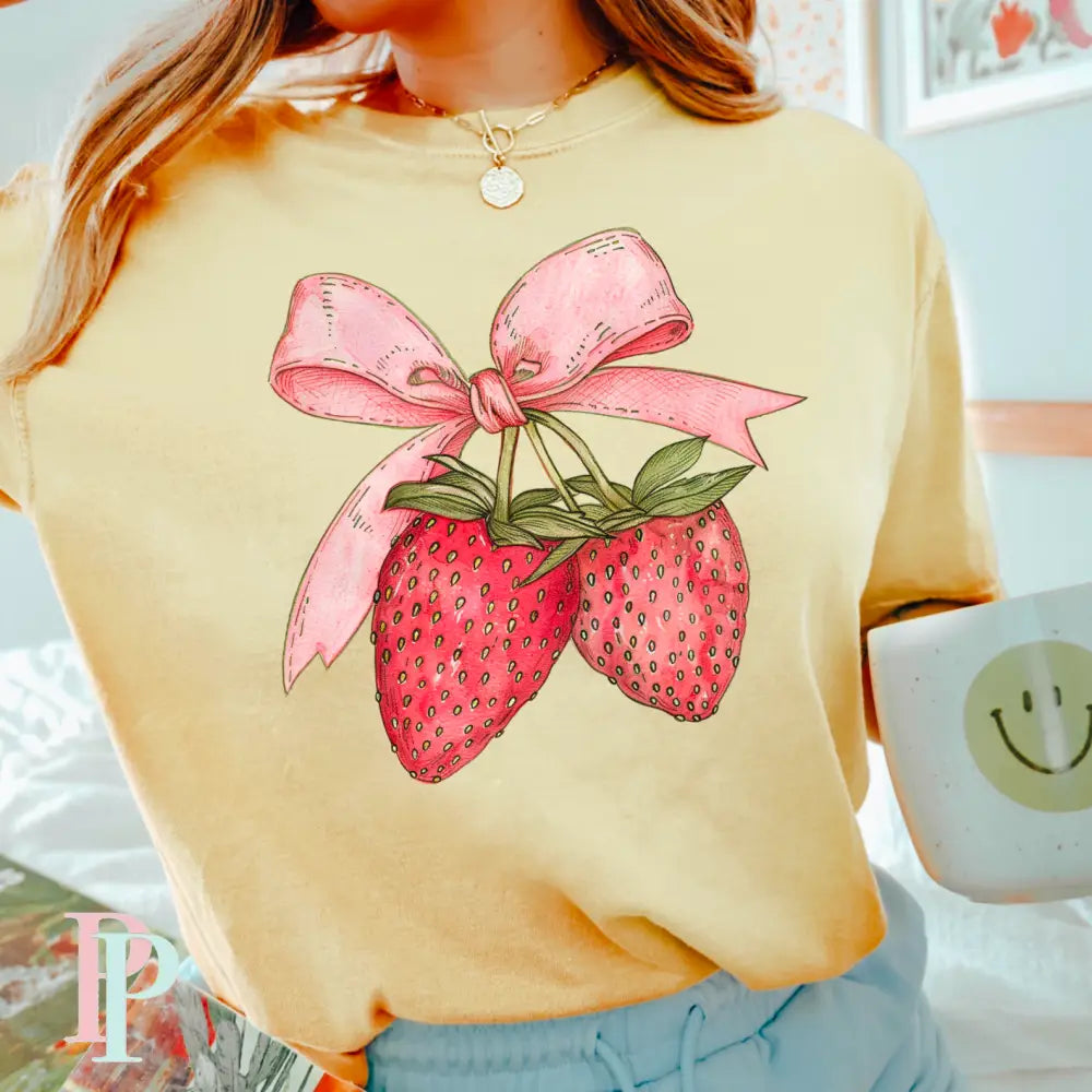 Strawberry Coquette Comfort Color Graphic Tee