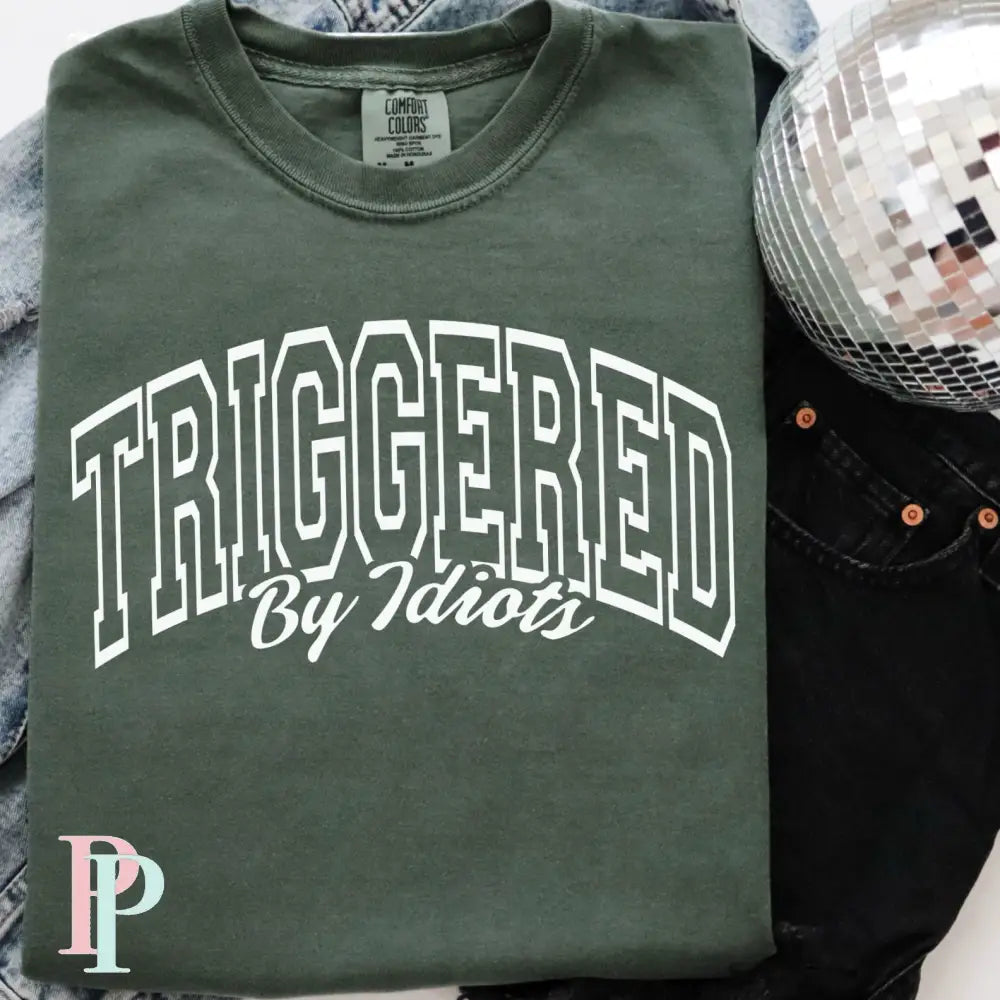 Triggered By Idiots Comfort Color Graphic Tee