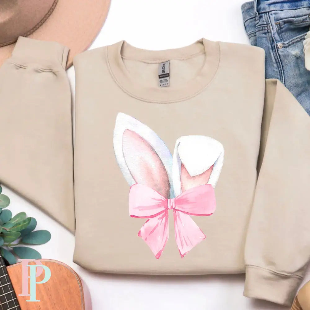 White Bunny Ears Pink Coquette Bow DTF Transfer
