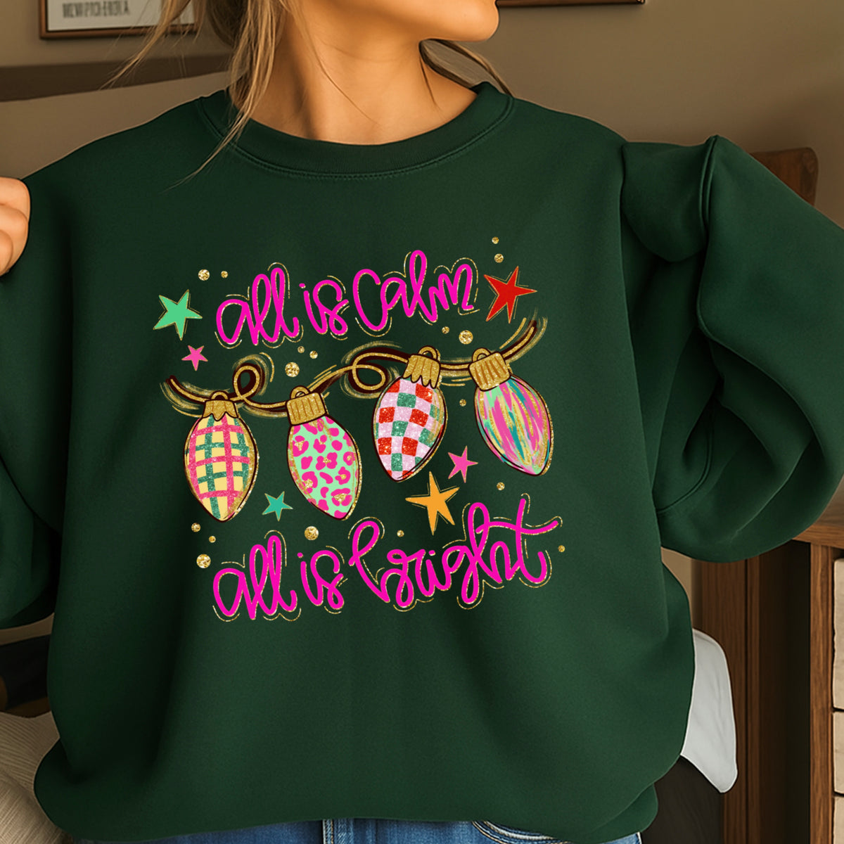 All Is Calm Christmas Crewneck Sweatshirt