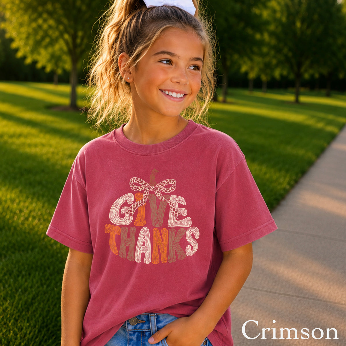 Give Thanks Thanksgiving Youth Comfort Color T-Shirt