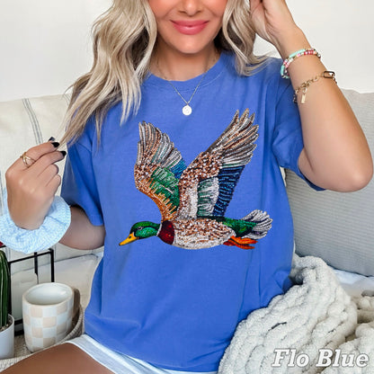 Faux Rhinestone Mallard Duck Comfort Color Graphic Tee