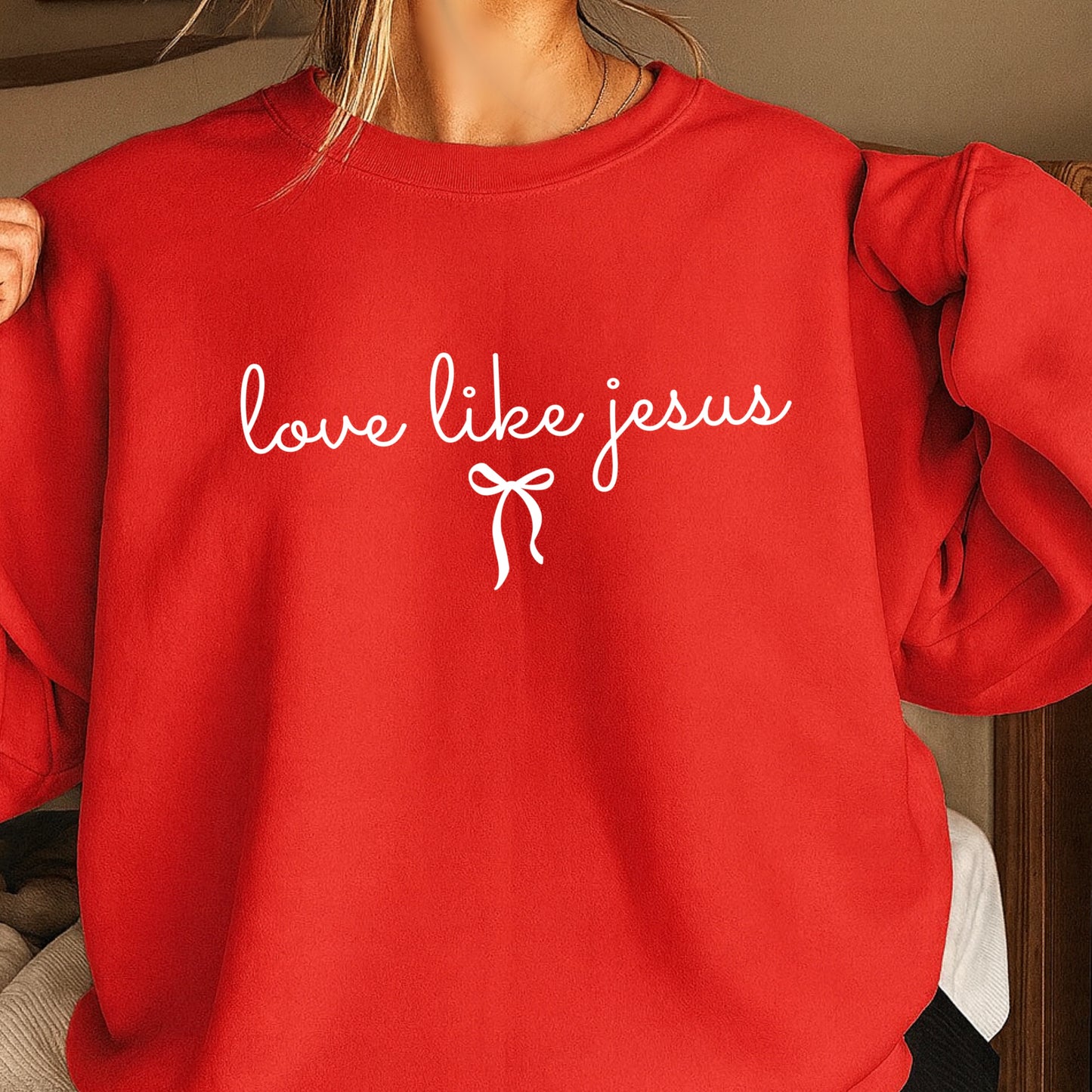 Love Like Jesus Christian Graphic Crewneck Sweatshirt