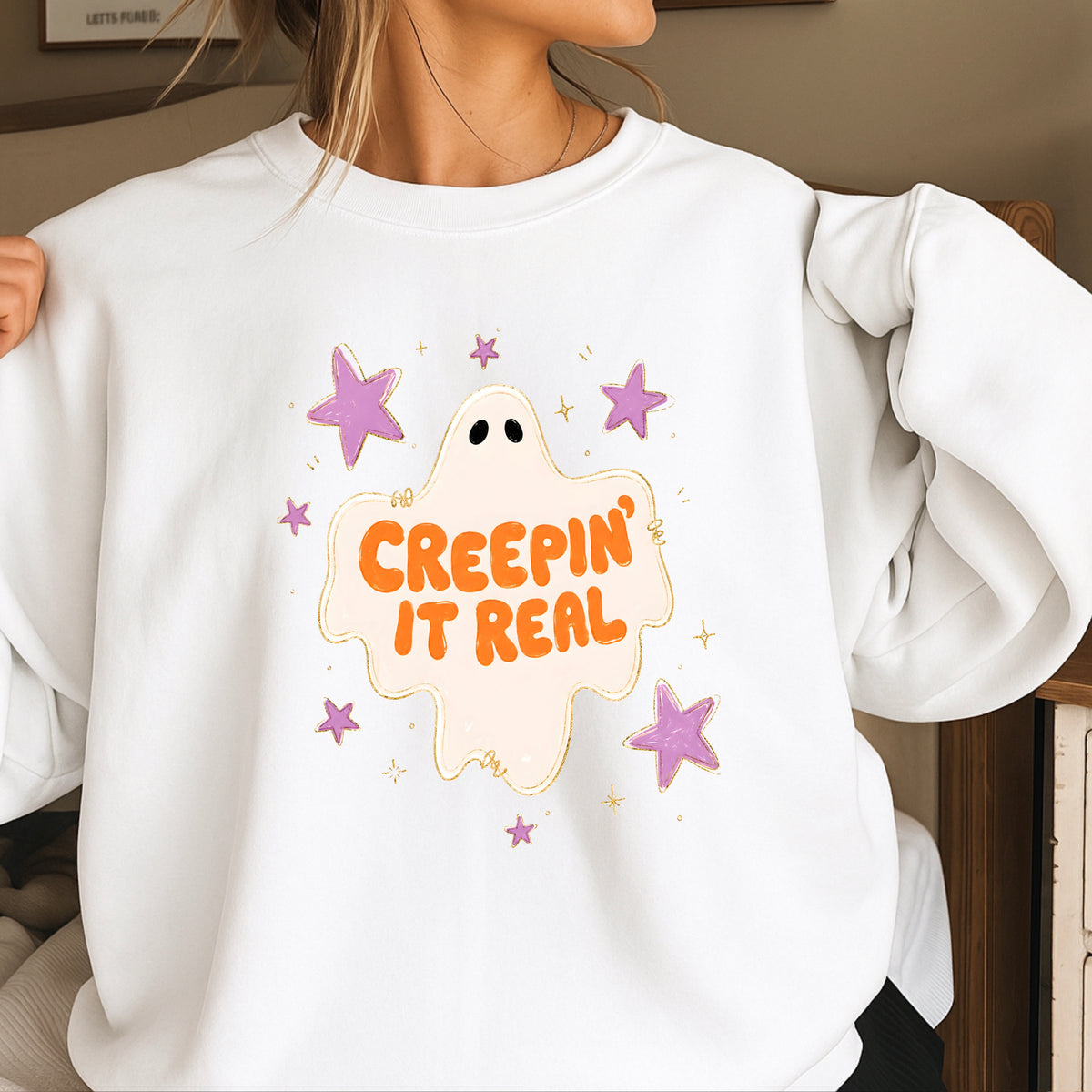 Creepin It Real Halloween Crewneck Sweatshirt