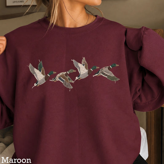Patchwork Mallard Ducks Crewneck Sweatshirt