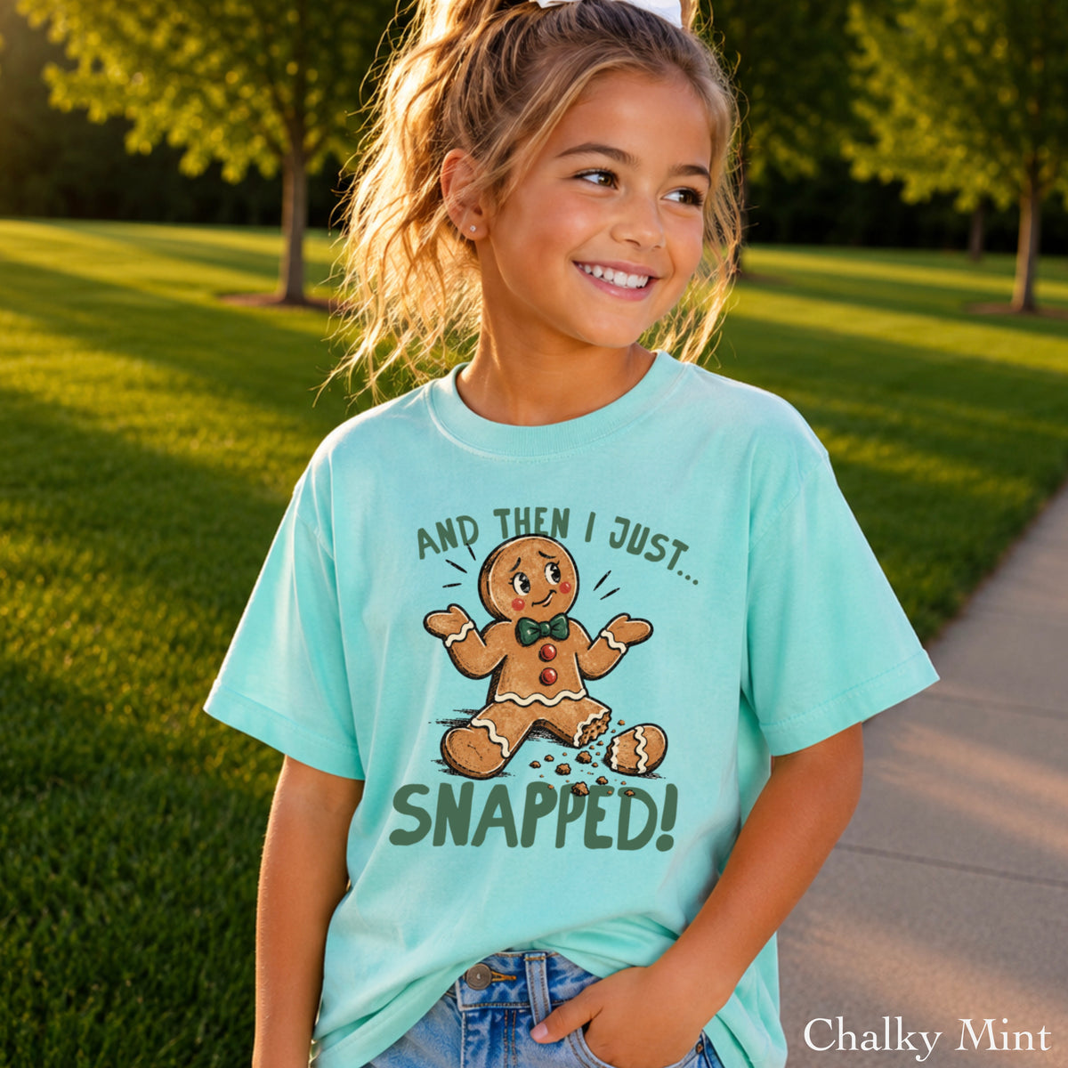 Gingerbread And Then I Just Snapped Christmas Youth Comfort Color T-Shirt