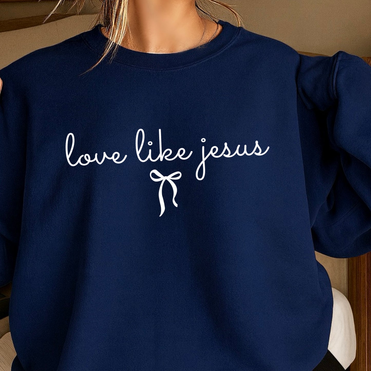 Love Like Jesus Christian Graphic Crewneck Sweatshirt