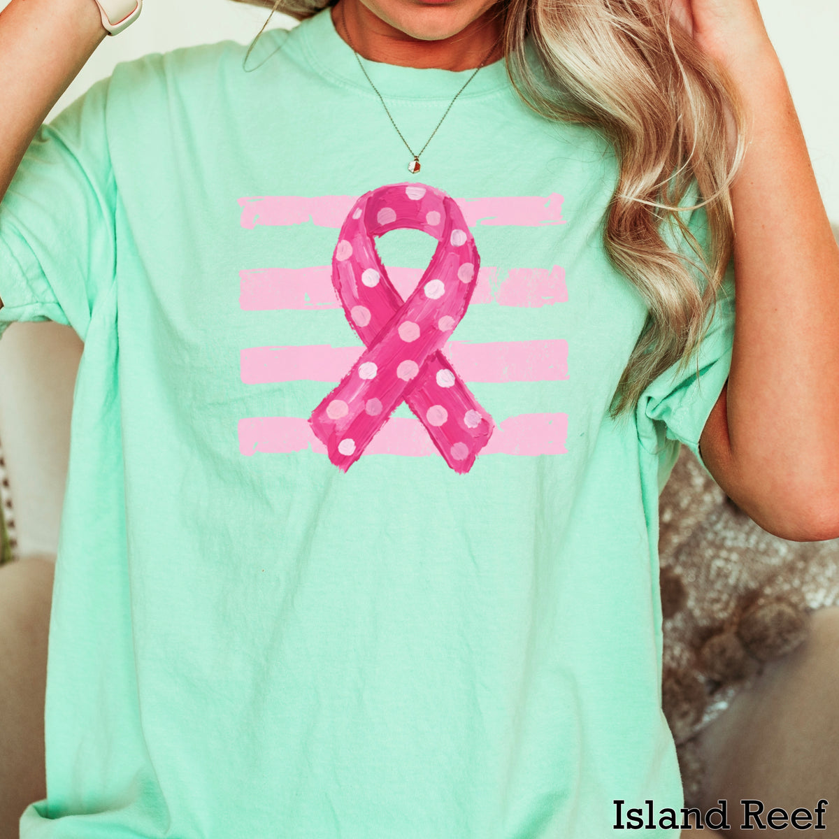 Breast Cancer Awareness Ribbon Comfort Color Graphic Tee