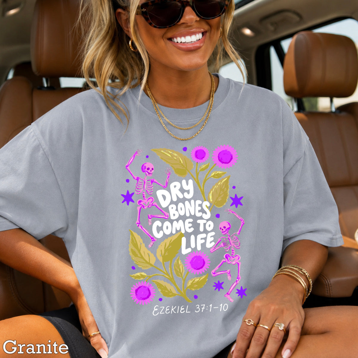 Dry Bones Come To Life Ezekiel 37 White Lettering Comfort Color Graphic Tee