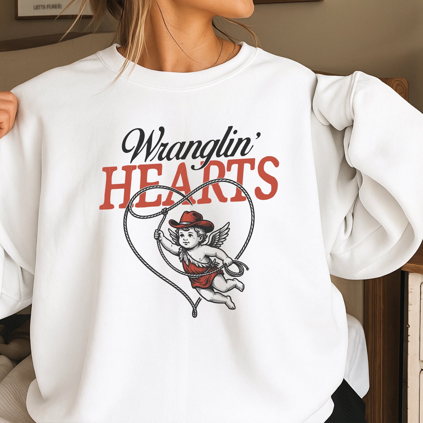 Wranglin Hearts Valentine’s Day Crewneck Sweatshirt