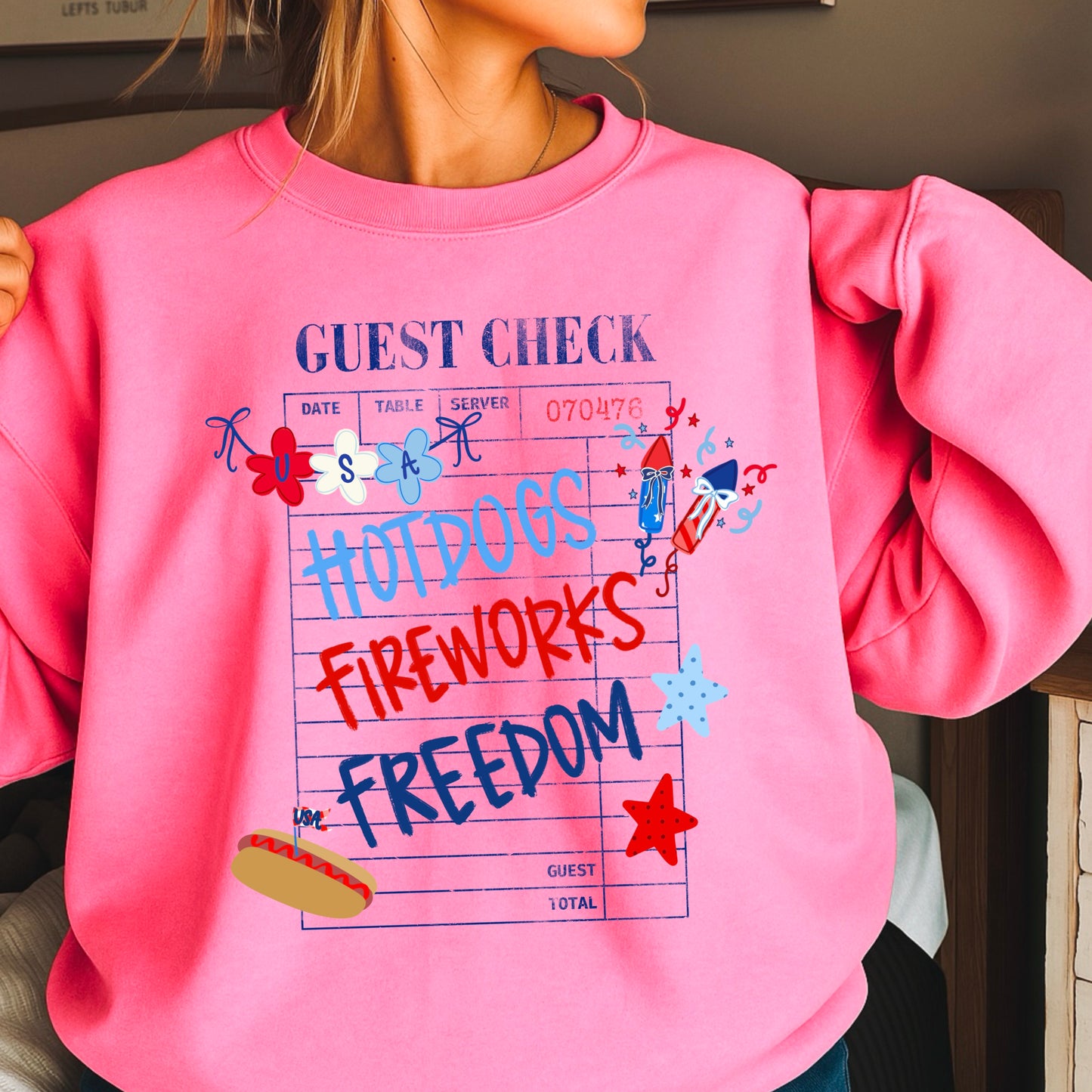 Guest Check July 4th Crewneck Sweatshirt