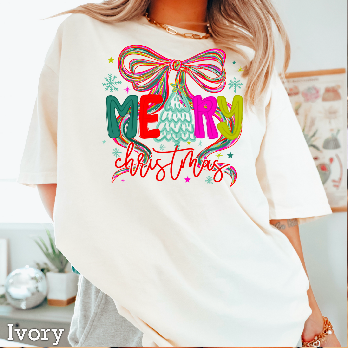 Merry Christmas Comfort Color Graphic Tee