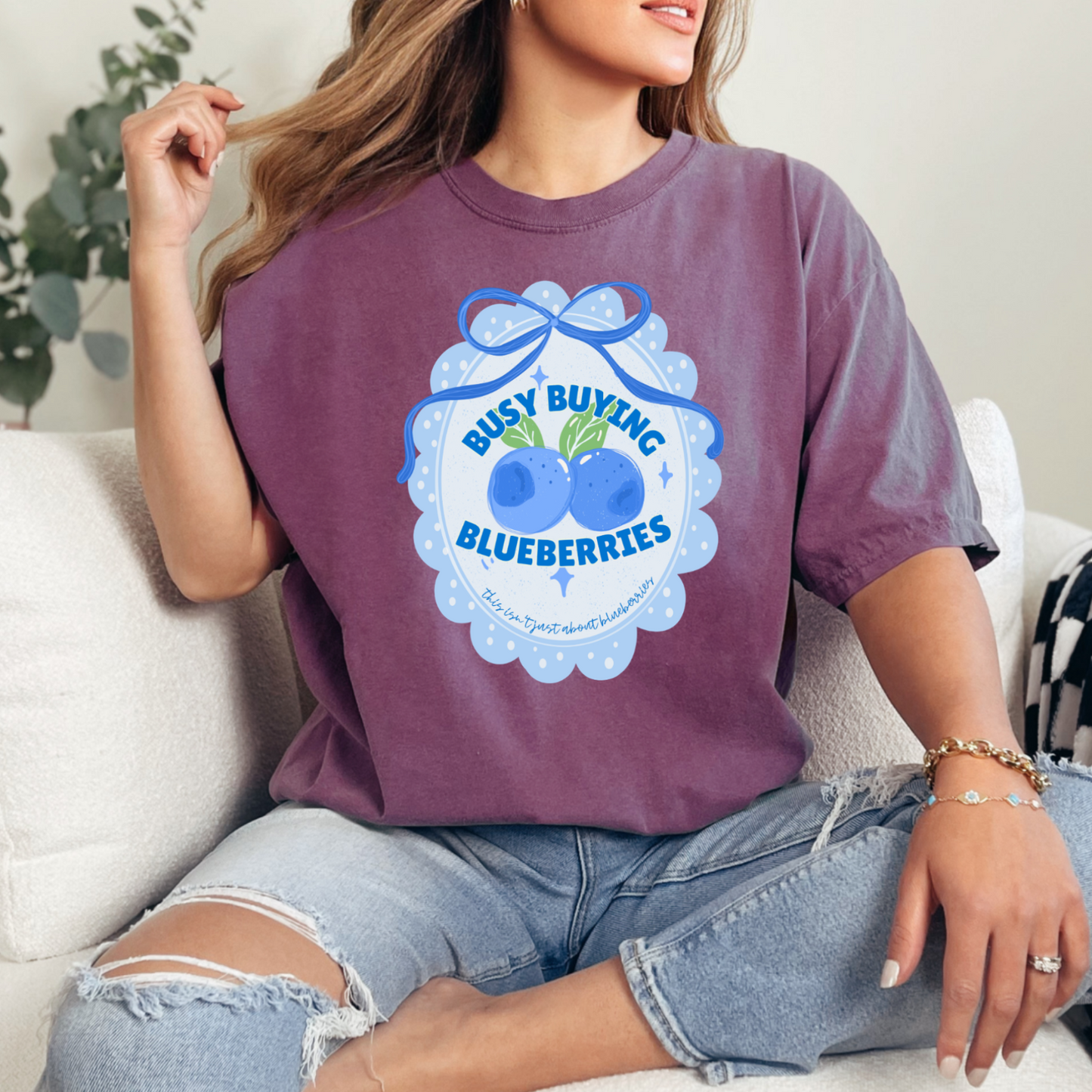 Busy Buying Blueberries Comfort Color Graphic Tee