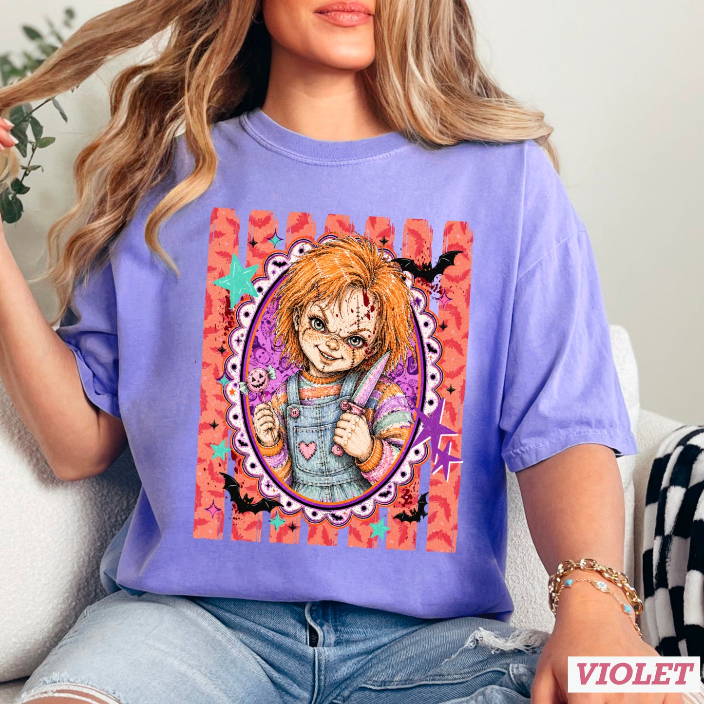 Horror Film Character Halloween Comfort Color Graphic Tee