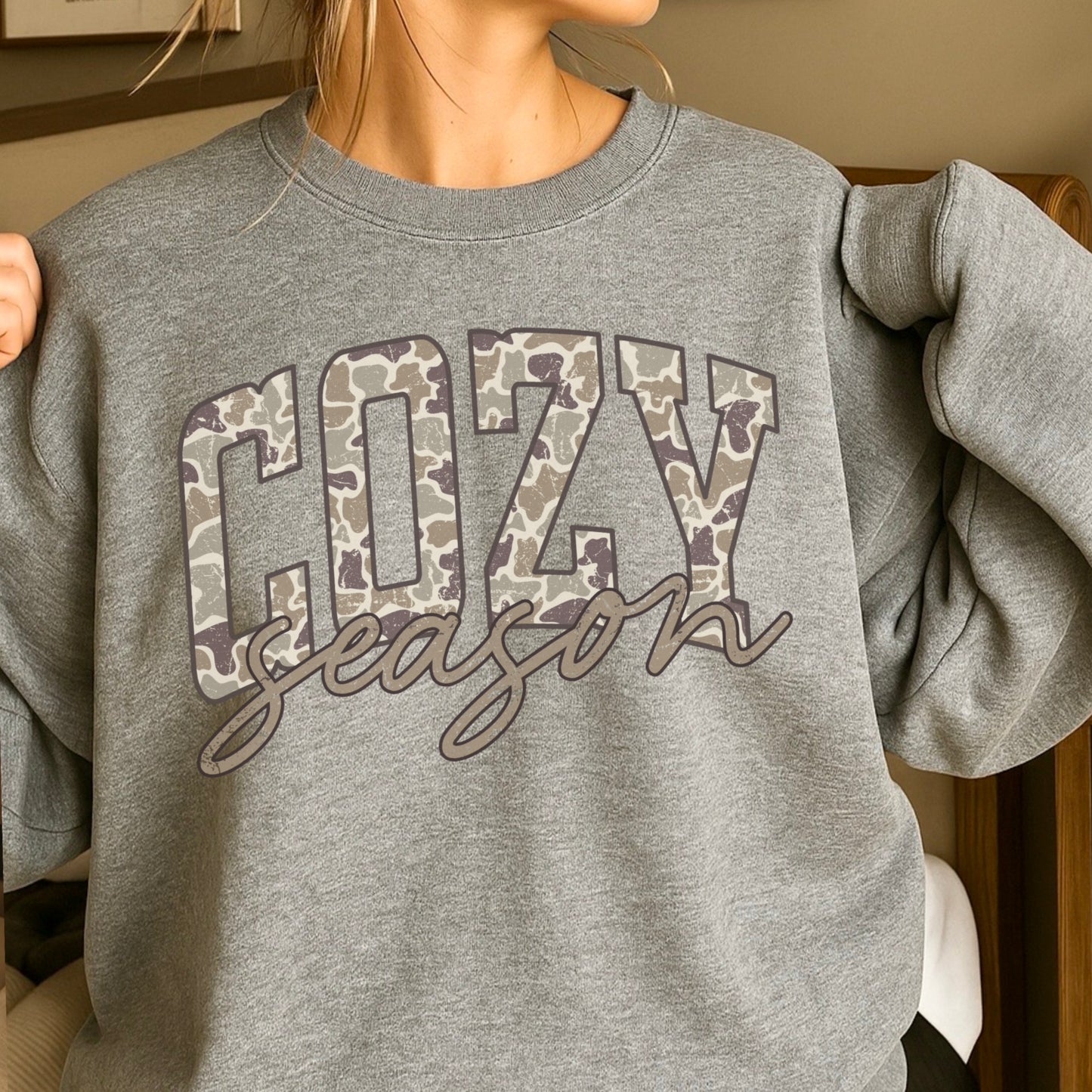 Camo Cozy Season Crewneck Sweatshirt