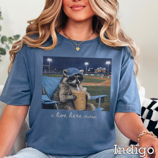 I Live Here Now Baseball Light Ink DTF Transfer