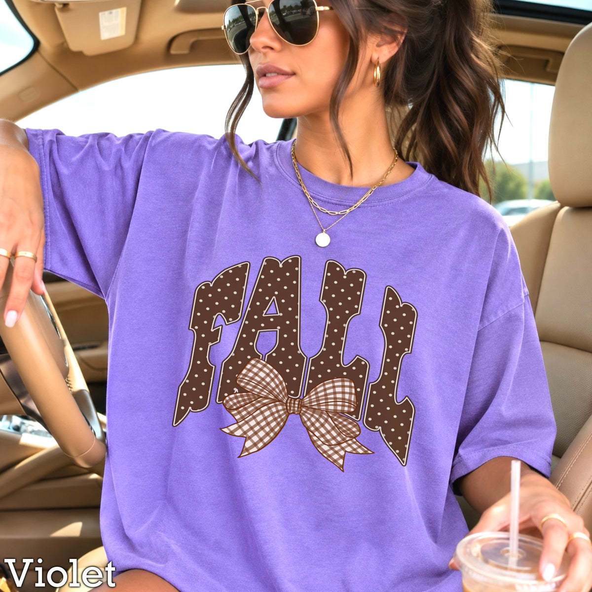 Fall Gingham Comfort Color Graphic Tee