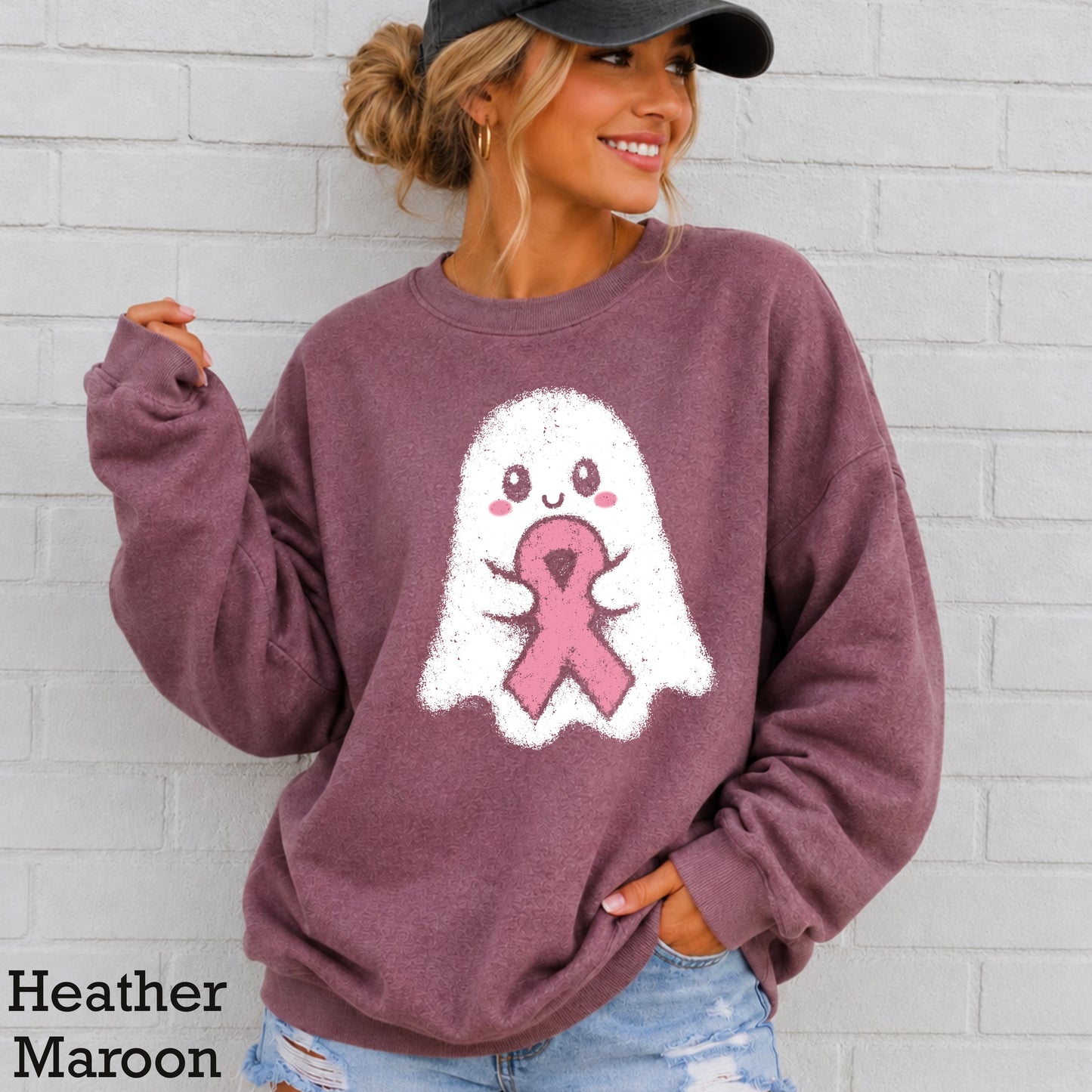Breast Cancer Ghost Crewneck Sweatshirt