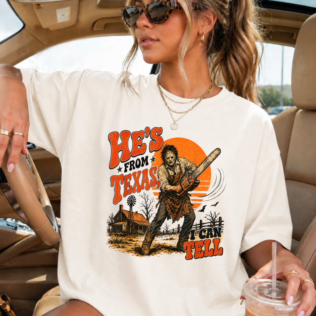 He’s From Texas Halloween Comfort Color Graphic Tee