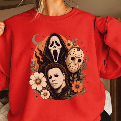 Floral Halloween Characters Crewneck Sweatshirt