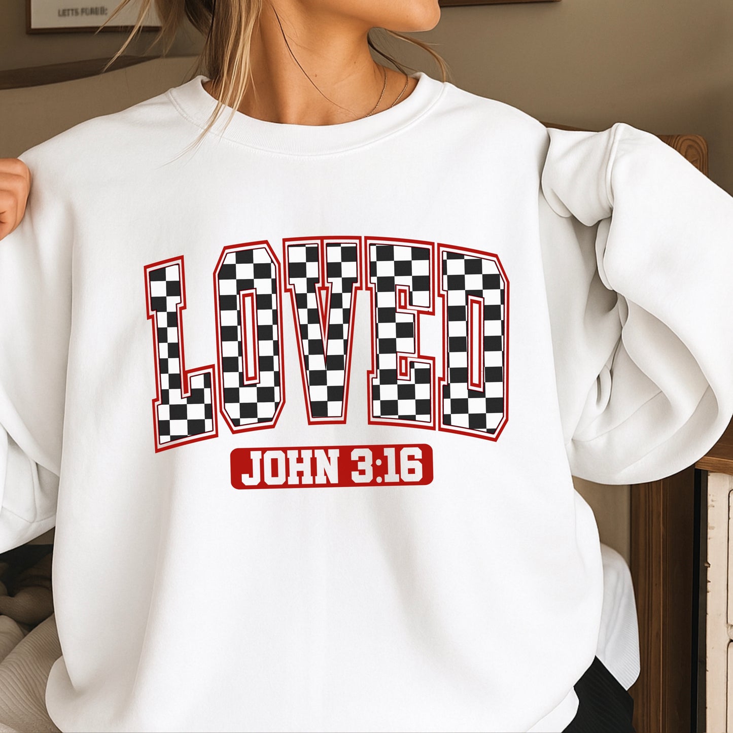 Loved John 3:16 Valentine’s Day Crewneck Sweatshirt