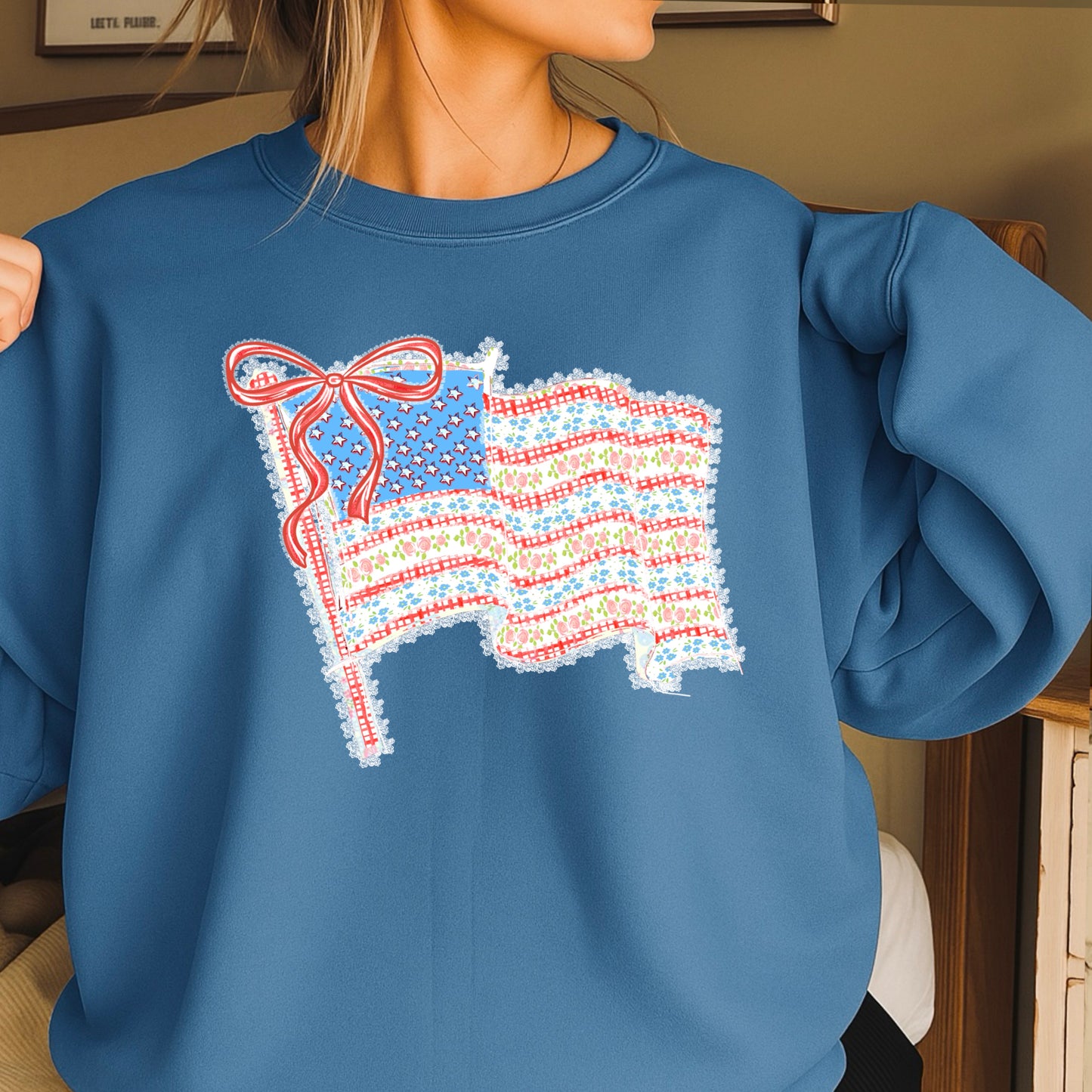 American Lace Flag Crewneck Sweatshirt