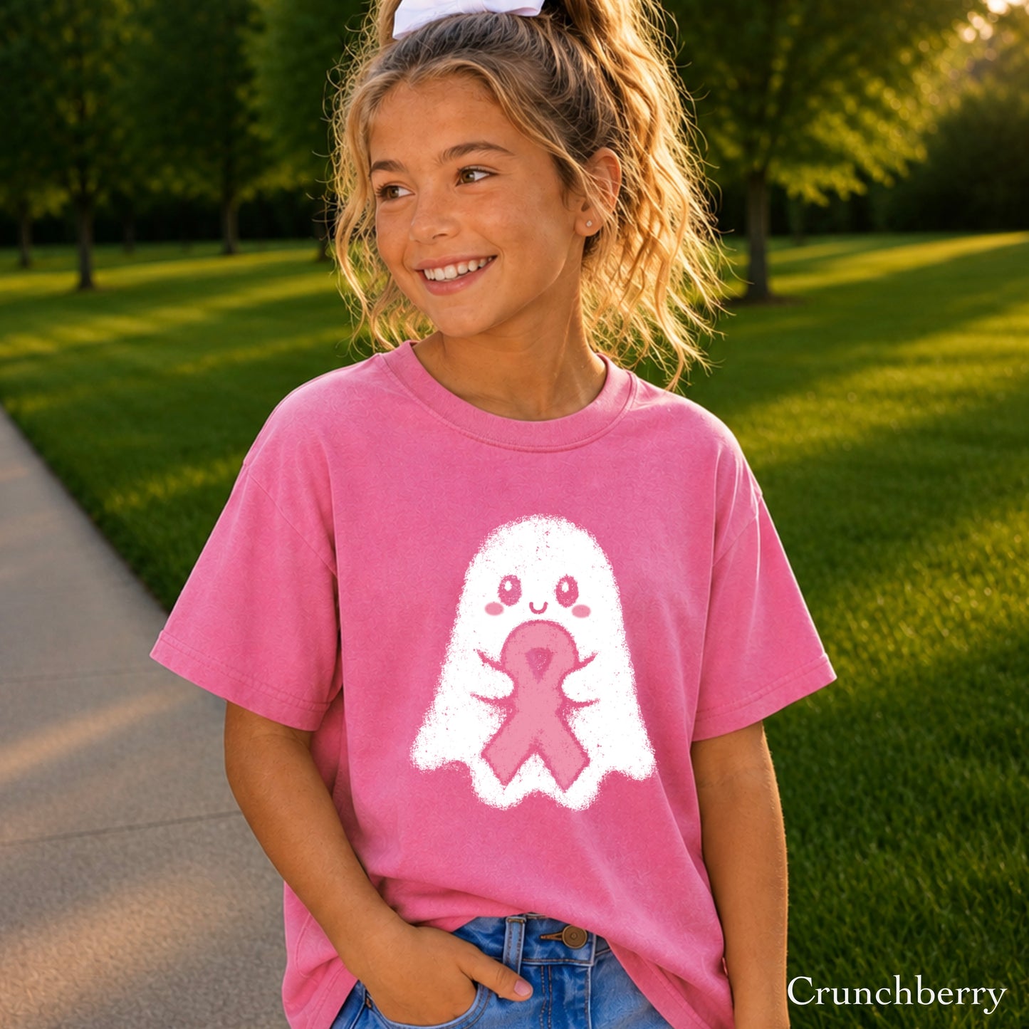 Breast Cancer Ghost Youth Comfort Color T-Shirt