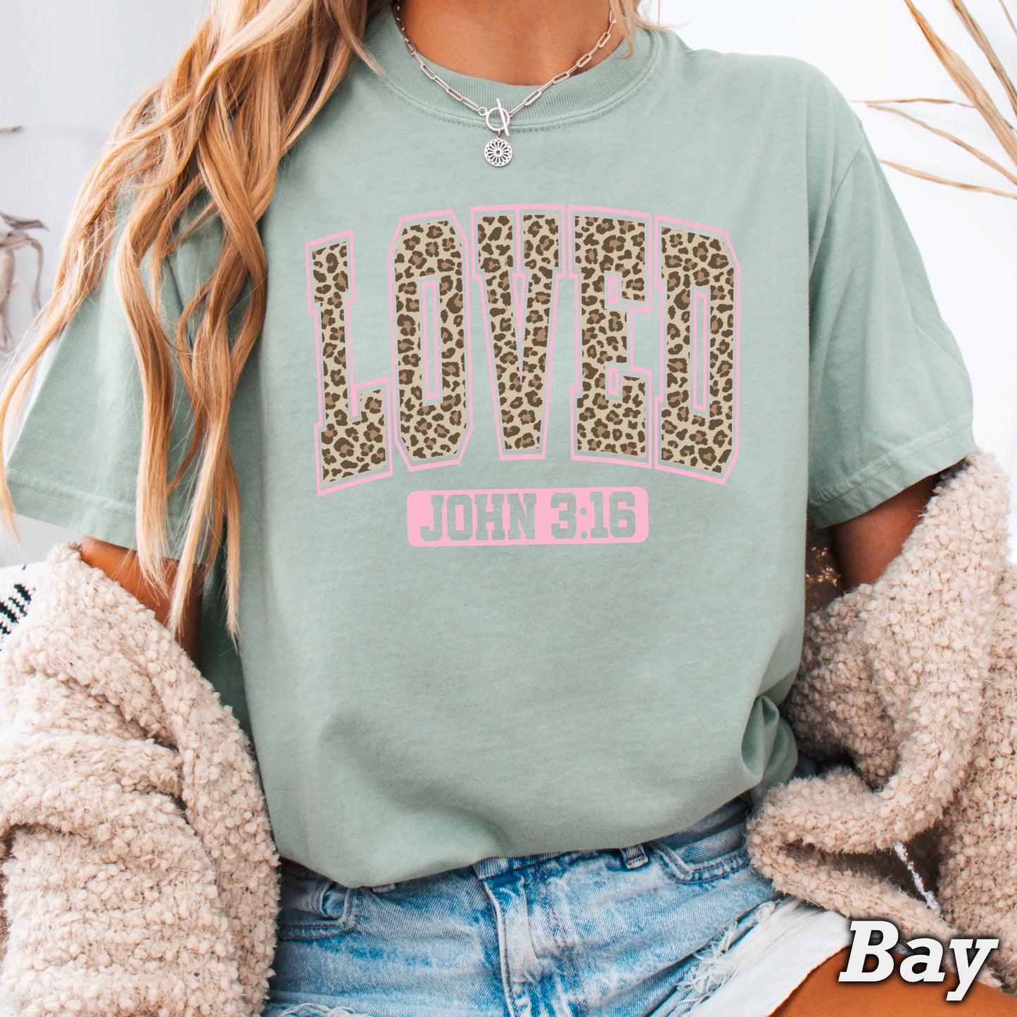 Leopard Loved John 3:16 Valentine’s Day Comfort Color Graphic Tee