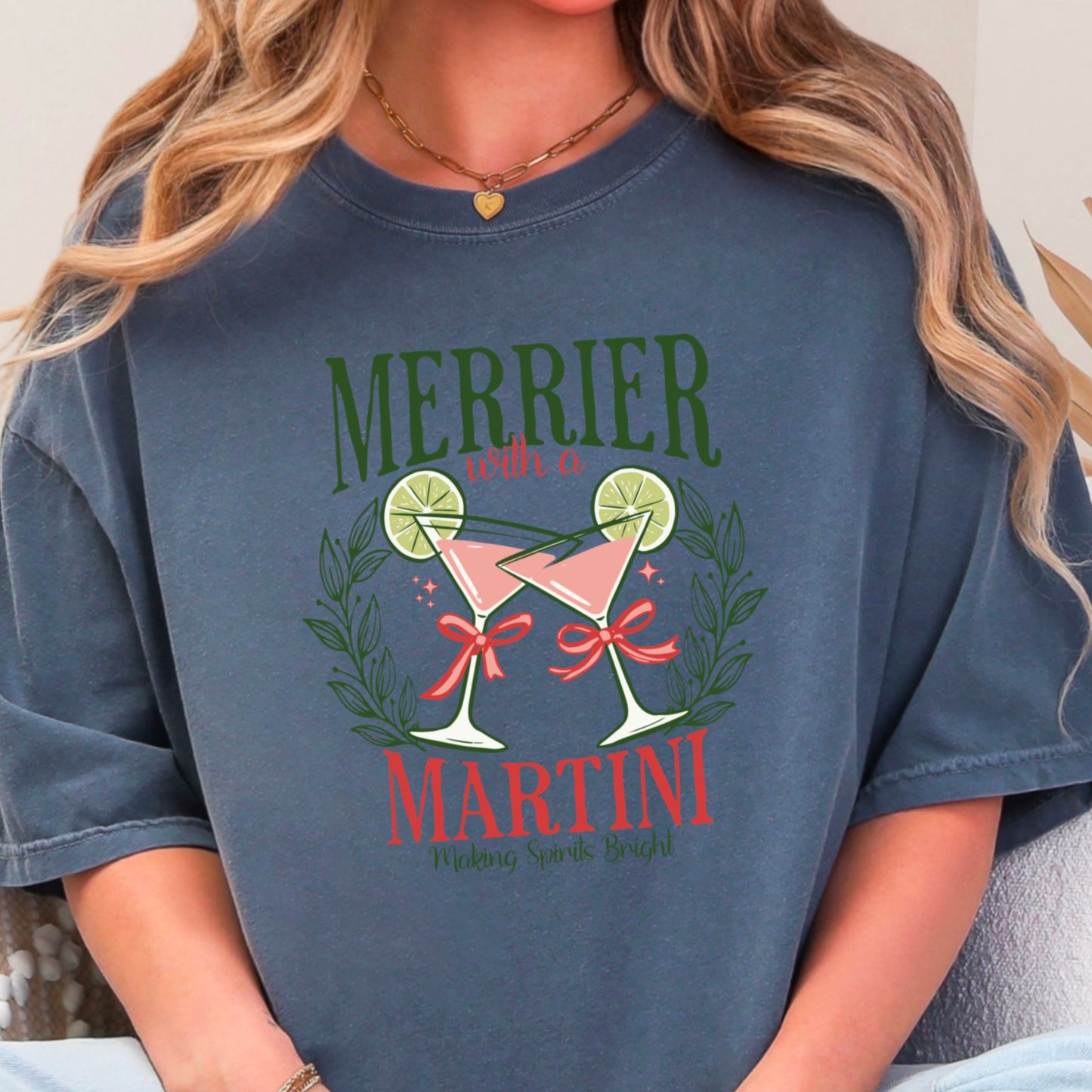 Merrier With A Martini  Comfort Color Graphic Tee