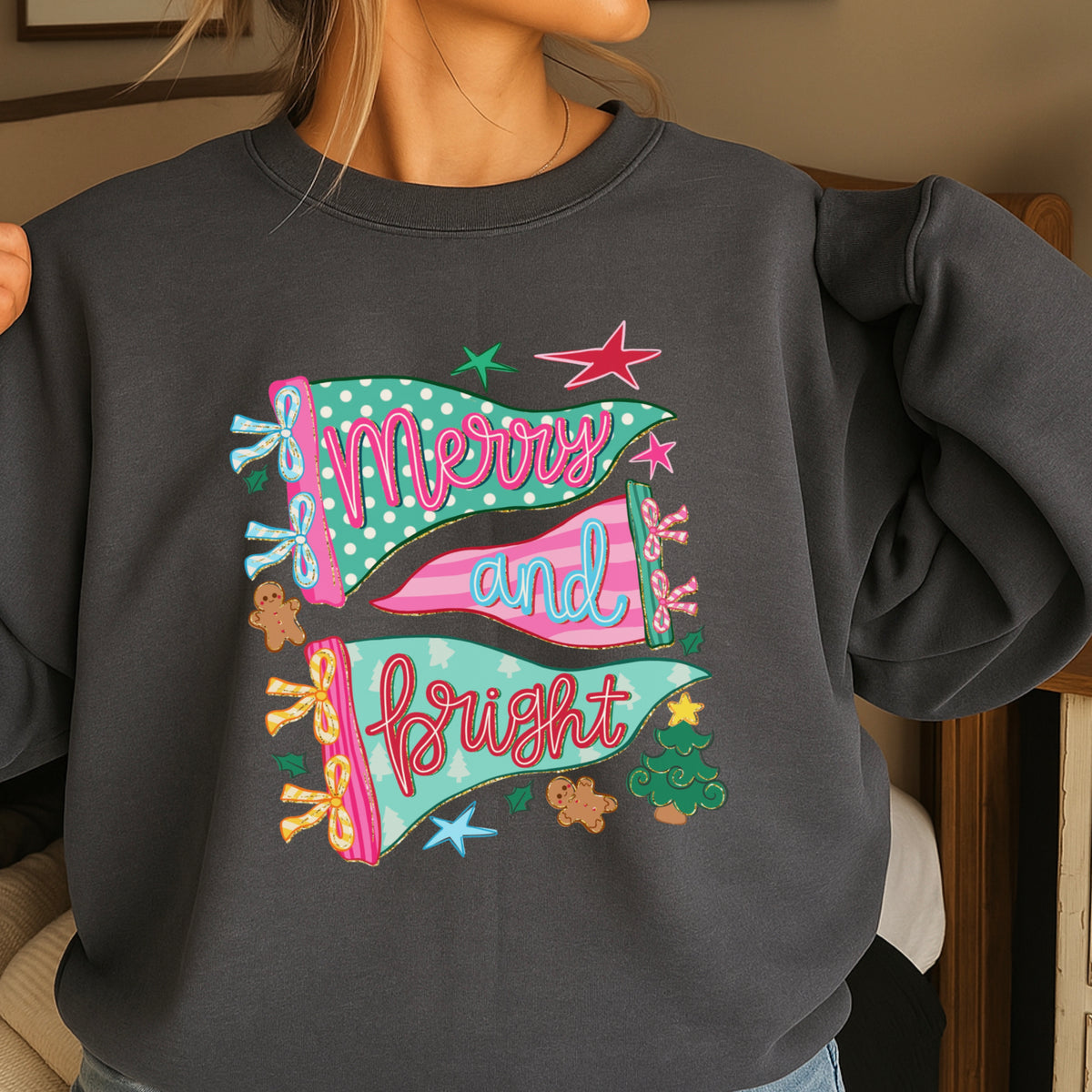 Merry And Bright Christmas Crewneck Sweatshirt