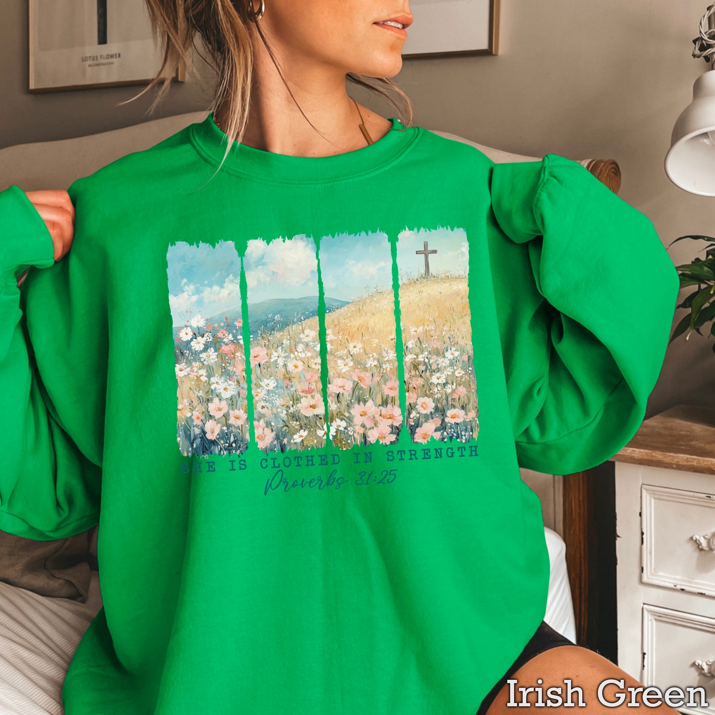 She Is Clothed Christian Crewneck Sweatshirt