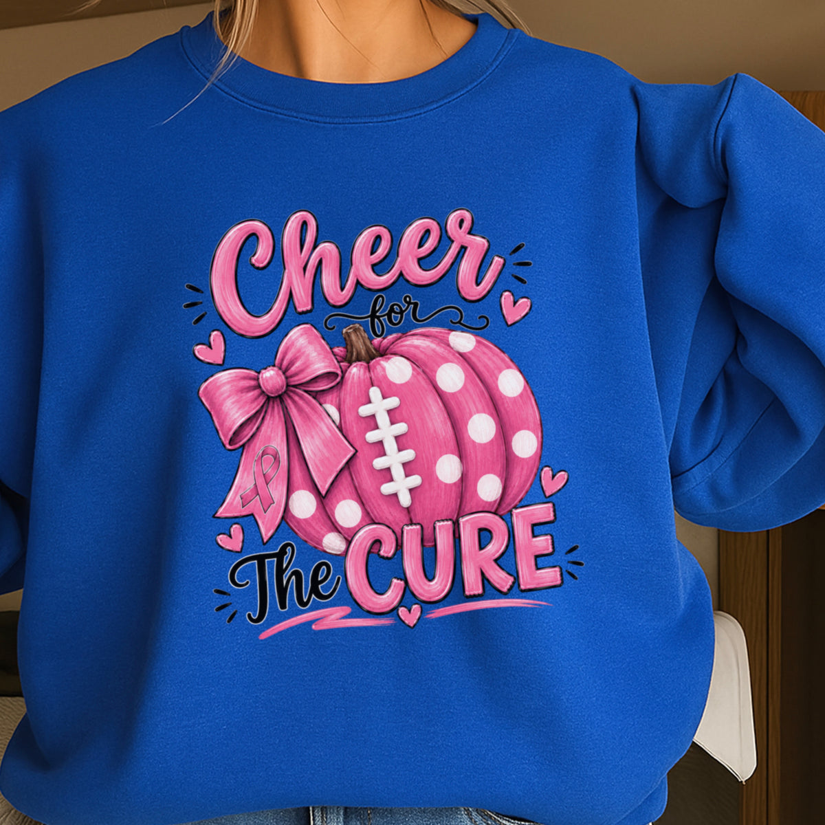 Cheer For The Cure Breast Cancer Crewneck Sweatshirt