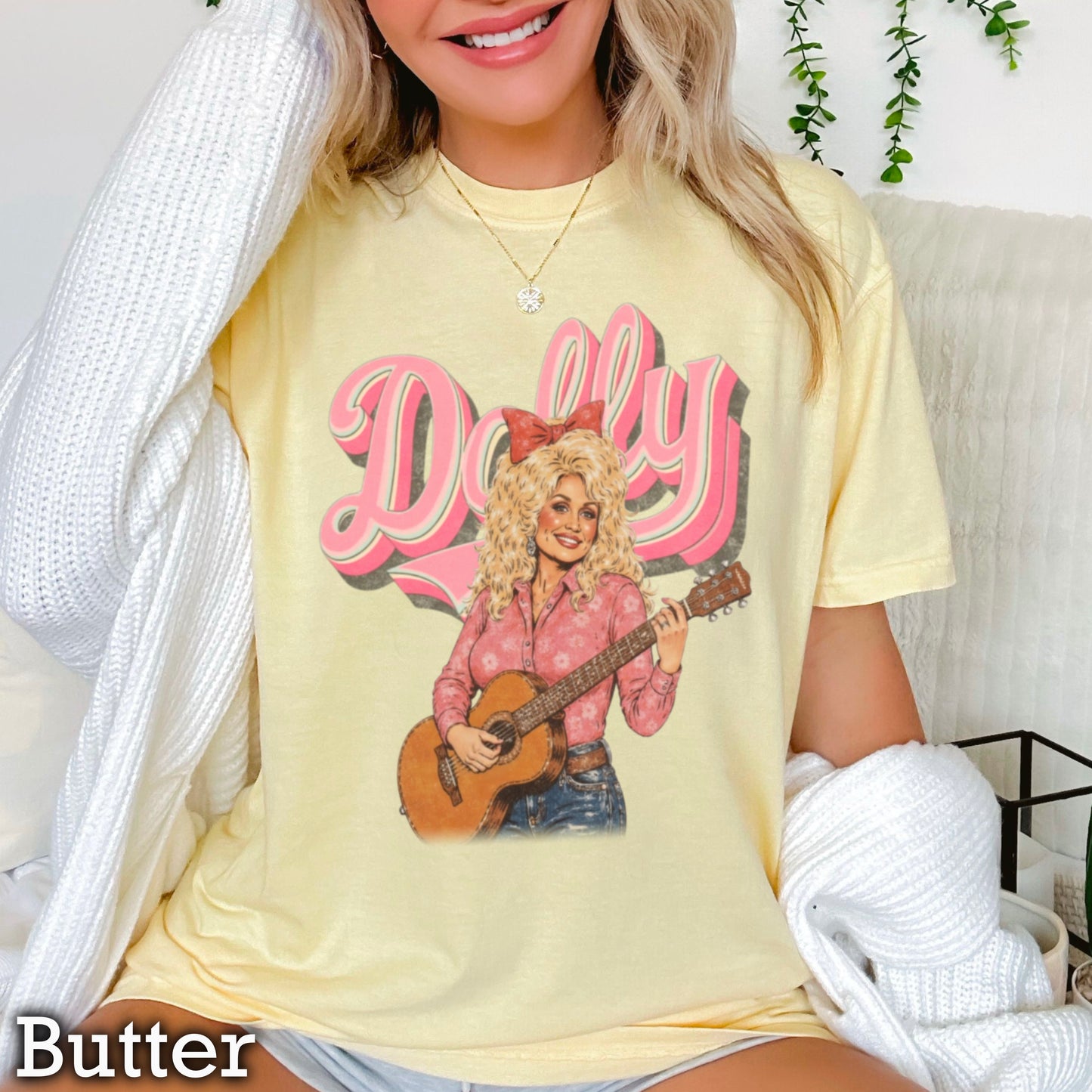 Pink Dolly Guitar Comfort Color Graphic Tee